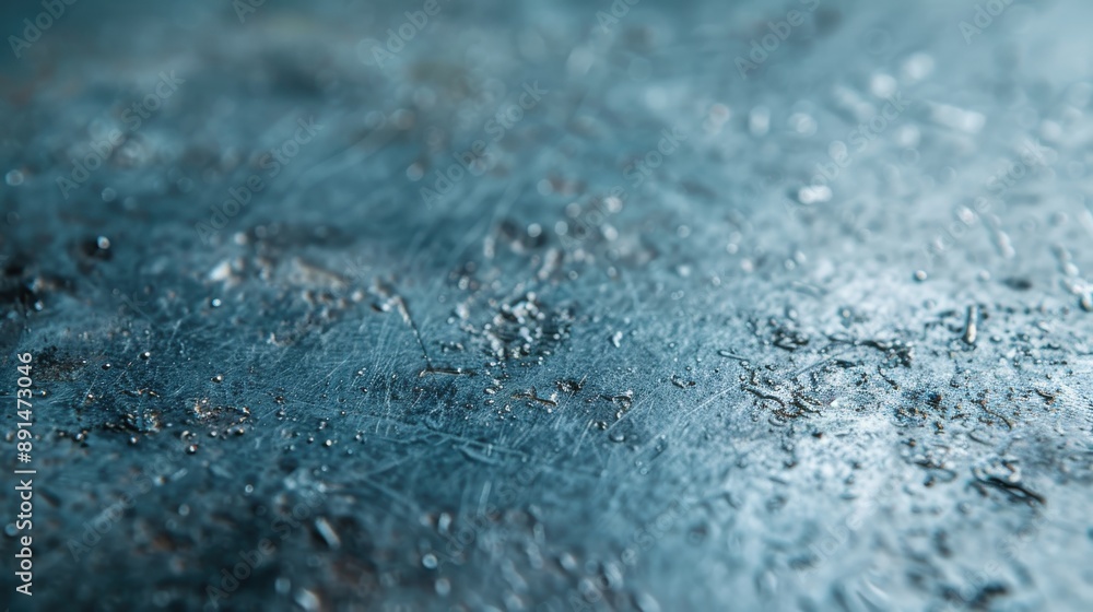 Poster this image presents a weathered and scratched blue surface with small particles, creating an intrica