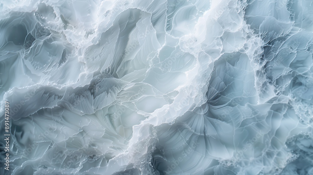 Poster this image displays abstract white and gray textures that resemble intricate and delicate ice format