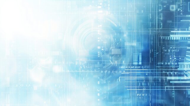 Abstract techy background featuring blue and white digital elements, creating a sleek and futuristic look.