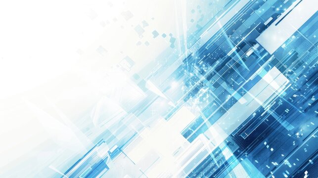 Abstract techy background featuring blue and white digital patterns, creating a futuristic and high-tech look.