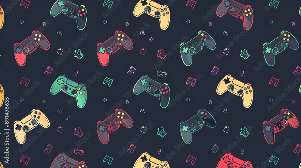 Poster repeatable pattern with game console controllers