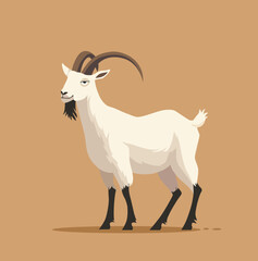 Goat flat vector illustration. Farm animal art isolated on solid background. Minimalistic modern style