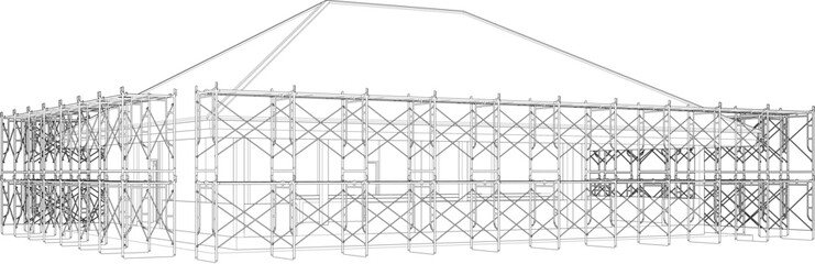 3D illustration of building and construction