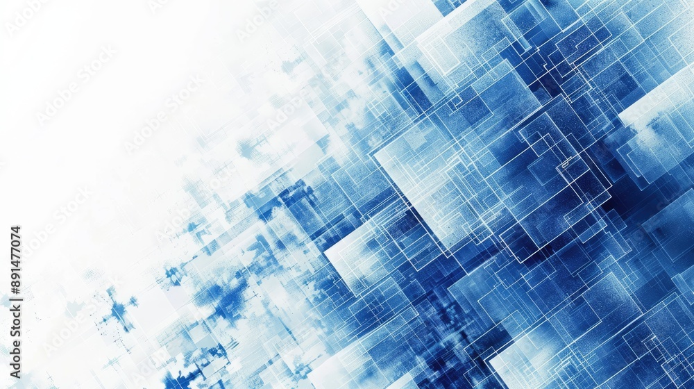 Aufkleber blue and white techy background with digital patterns, ideal for a high-tech and modern design.
