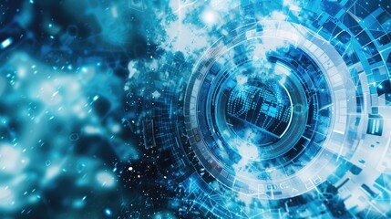 Futuristic techy background featuring blue and white digital elements, perfect for a modern and innovative theme.