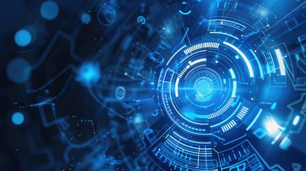 Obraz premium Futuristic techy background with blue and white digital elements, perfect for a modern and innovative theme.