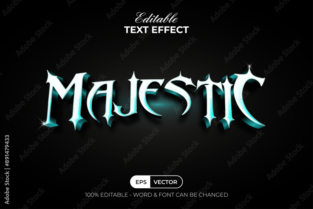 Aufkleber majestic text effect shiny style. editable text effect.