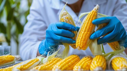 A laboratory where scientists are testing the quality and safety of ears of corn
