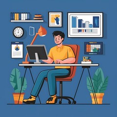 Desktop of modern worker illustration vector concept