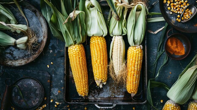 Meal kit services including fresh ears of corn as ingredients in their recipes, with simple cooking instructions
