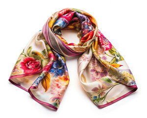 Silk scarf with a bright floral print