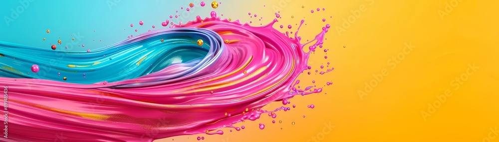 Sticker Abstract Colorful Liquid Swirl with Splashes.