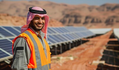 Solar Panel Technician in the Desert.