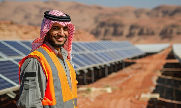 Solar Panel Technician in the Desert.