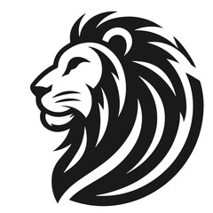Clean Black and white Vector silhouette of a Lion logo on white background