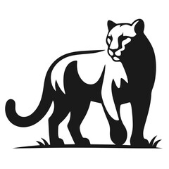 Clean Black and white Vector silhouette of a Cheetah on white background