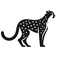 Clean Black and white Vector silhouette of a Cheetah on white background