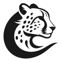 Clean Black and white Vector silhouette of a Cheetah on white background