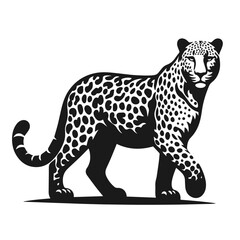 Clean Black and white Vector silhouette of a Cheetah on white background