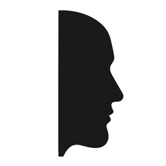Clean Black and white Vector silhouette of a Half sided face for your logo on white background