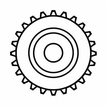 recommend clip art: Circular saw blade icon on a white background, depicted as a simple black outline of a rotating saw blade