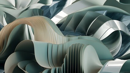 Obraz premium modern abstract wallpaper with curvy layers and folds 3d rendering background