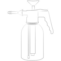 Terrariums water sprayer, terraristics accessories and care for houseplants contour, outline lines drawn