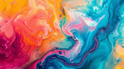 Abstract Acrylic Fluid Art Swirls - Blue, Orange, Pink, Purple