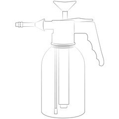 Terrariums water sprayer, terraristics accessories and care for houseplants contour, outline lines drawn