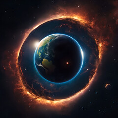 Obraz premium earth being swallowed by black hole