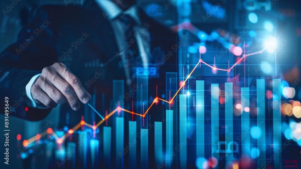 Poster a business finance and investment background representing global business and data analysis concepts