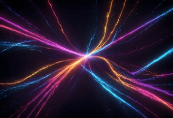 Fototapeta premium Abstract dynamic background. Futuristic neon lines. Light effect 