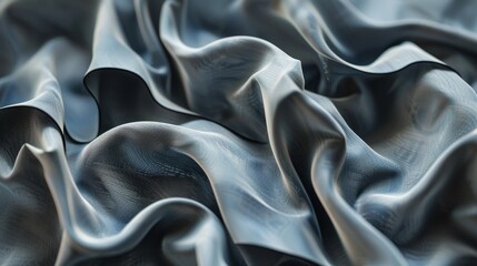 Obraz premium Abstract Grey Fabric Waves, Close Up, Textured, Background, Wallpaper
