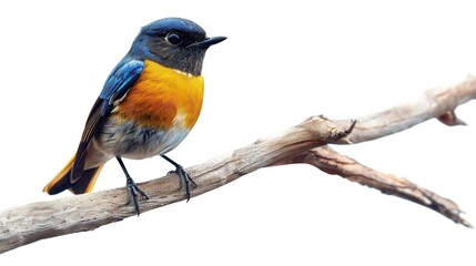 Fototapeta premium A small, brightly colored bird with blue, yellow, and red plumage