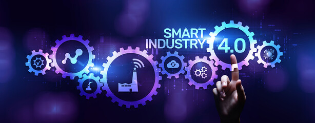 Smart industry 4.0 innovation automation manufacturing technology concept.