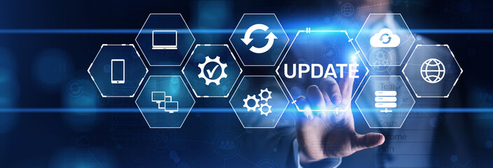 Update software system upgrade download new version internet technology concept.