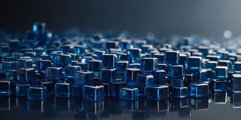 Obraz premium abstract blue glass cubes background one dark blue standing out.