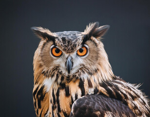 Naklejka premium A captivating owl with fiery orange eyes