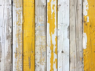 Abstract Texture of Weathered Wood with Yellow and White Paint