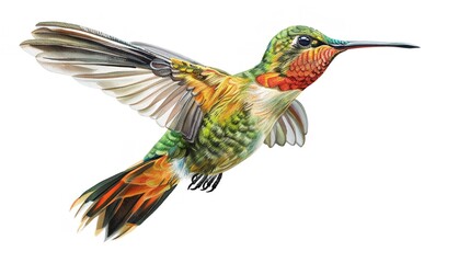 Fototapeta premium A vibrant hummingbird soaring through the sky, suitable for various nature-themed projects