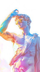 White Ancient Greek sculpture of woman in sunglasses
