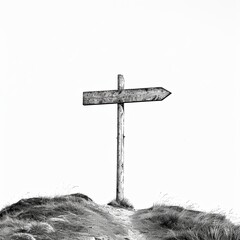 Outline of a lone signpost symbol isolated on white