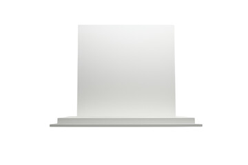 A podium suspended in mid-air, defying gravity amidst the blank white space.