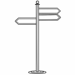 Obraz premium Outline of a lone signpost symbol isolated on white
