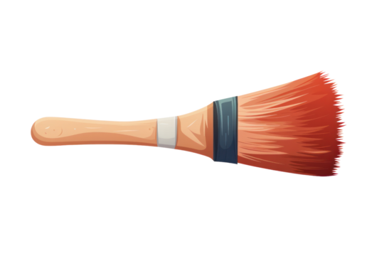 A pixel art rendition of a paintbrush, with each bristle meticulously detailed, isolated on a white background