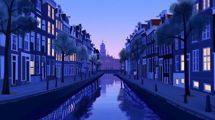 Creative art drawn aesthetics poster with Amsterdam city