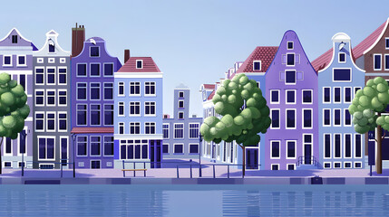 Creative art drawn aesthetics poster with Amsterdam city