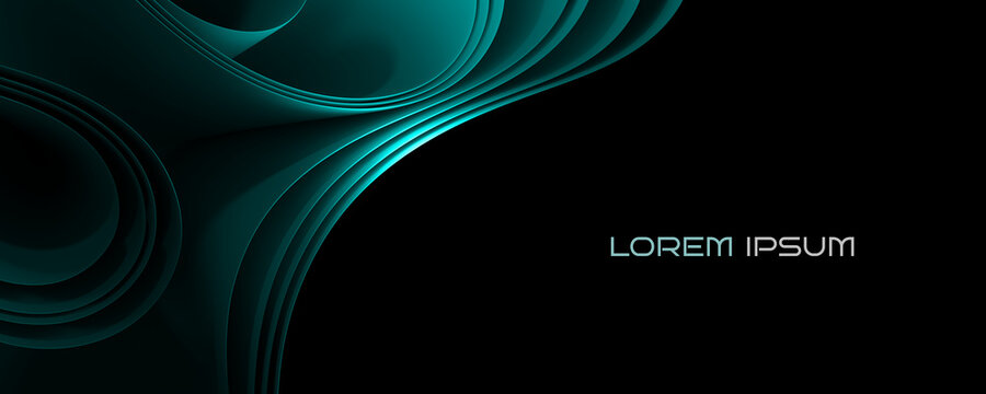 Abstract background with green colored, wavy paper structure. Left-aligned.