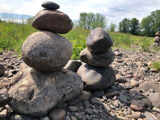 pile of stones on the beach