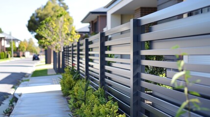 Modern Slat Fence in a Suburban House